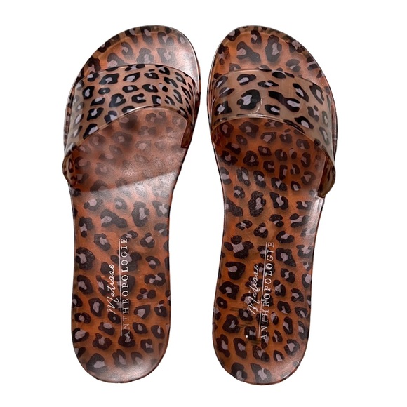 Matisse Anthropologie Leopard Jelly Slides Sandals - Picture 8 of 11